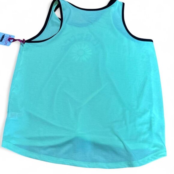 3/$15 y2k Green with black tank top with "Justice" graphic and flower mcbling - Picture 7 of 7